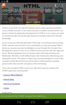 Learn Free HTML5 Tutorials android App screenshot 1